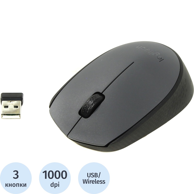 Изображение товара Беспроводная мышь Logitech M170 серая 1000 dpi компактная и надежная
