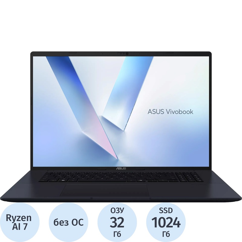 Изображение товара Ноутбук Asus VivoBook M1807GA-S8054 18" синий AMD Ryzen AI 7 445 32 ГБ SSD 1024 ГБ