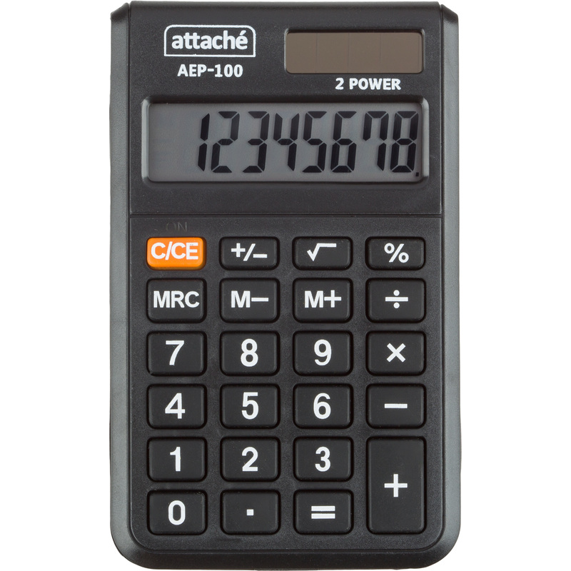 Изображение товара Карманный калькулятор Attache AEP-100 8-разрядный черный компактный портативный