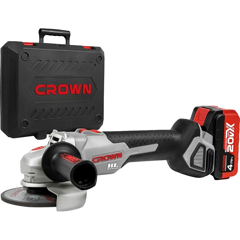 Изображение товара Аккумуляторная угловая шлифмашина Crown CT23001-125HX, 125 мм, 20 В, бесщёточный двигатель, B3+