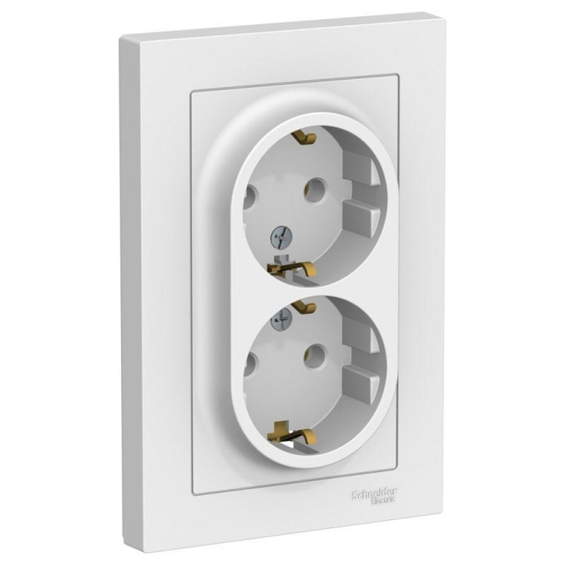 Изображение товара Розетка Schneider Electric AtlasDesign двойная 16А с заземлением белая
