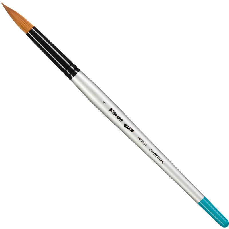 Изображение товара Художественная кисть Комус Арт круглая №9 синтетика короткая деревянная ручка