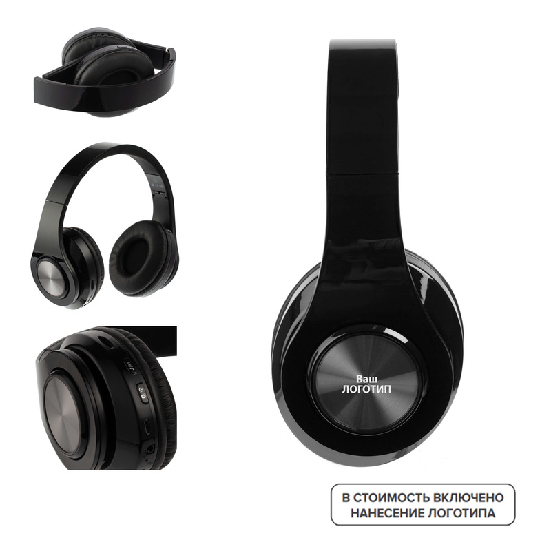 Изображение товара Беспроводные наушники Sound Joy с подсветкой черные для смартфонов