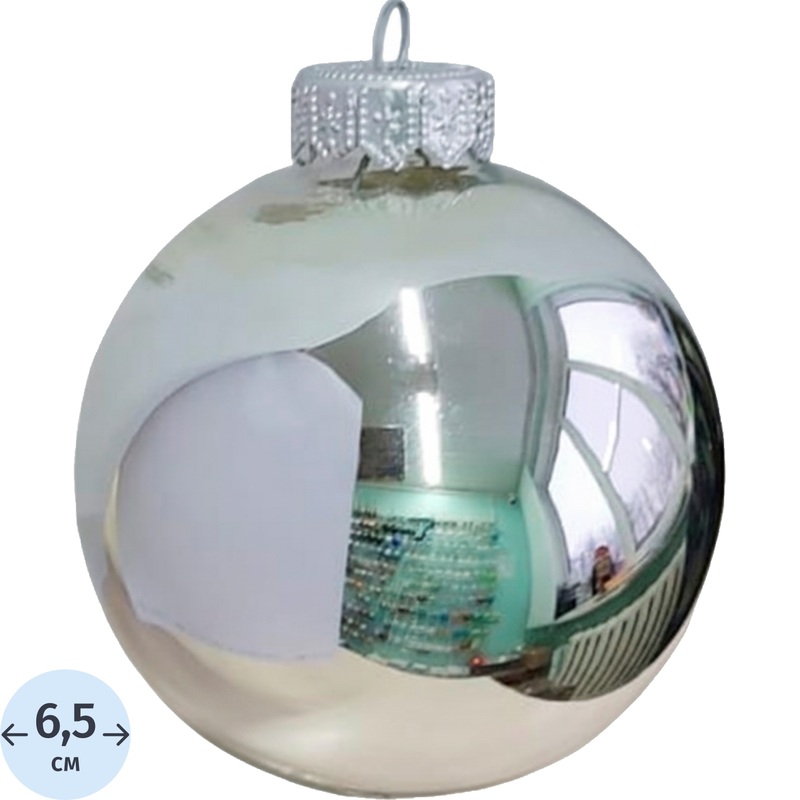Изображение товара Ёлочный шар новогодний Коломеев зеркальный стекло серебристый 6.5 см подарок