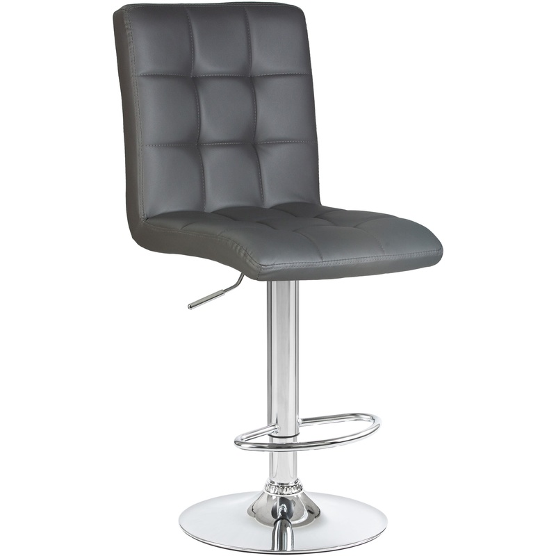 Изображение товара Стул барный LM-5009 серый хром экокожа фанера современный дизайн