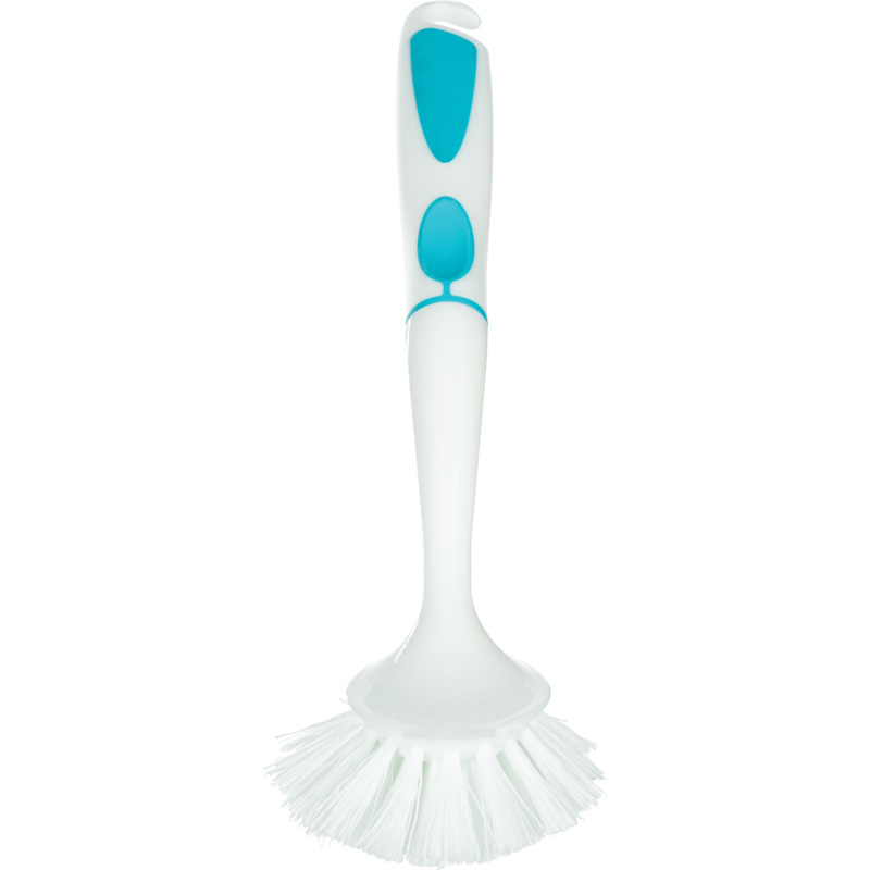Изображение товара Щетка для мытья посуды Spin&clean Софтэль средней жёсткости 260x75 мм белая/бирюзовая