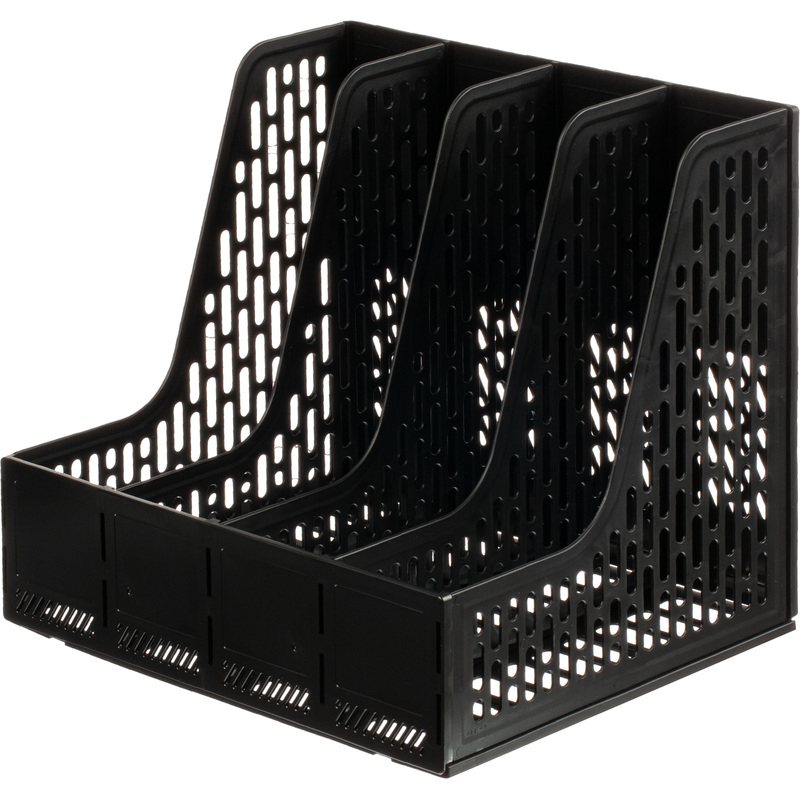 Изображение товара Вертикальный пластиковый лоток для бумаг Deli 4 отделения черный 325 мм