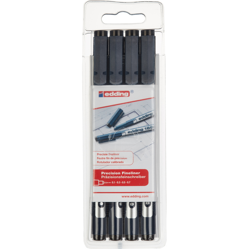 Изображение товара Набор линеров Edding E-1880/4S черные 4 шт. различная толщина линий в пластике