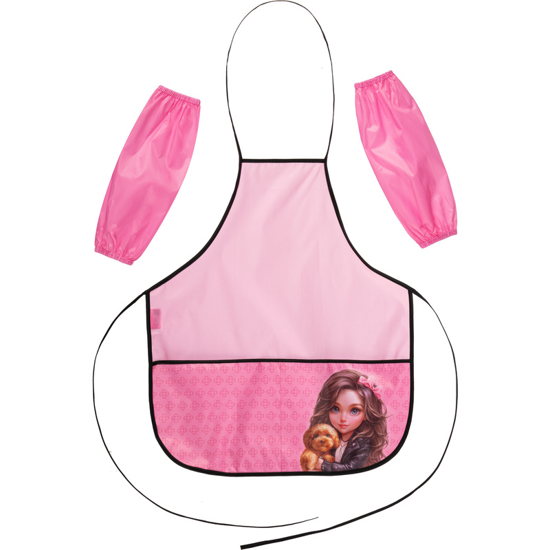 Изображение товара Фартук для труда Феникс+ Брюнетка с собачкой розовый с нарукавниками