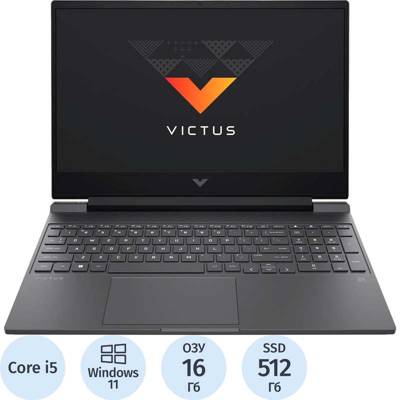 Изображение товара HP Victus 15-fa2082wm ноутбук 15.6  RTX 4050 i5 16GB 512GB SSD Windows 11 серый