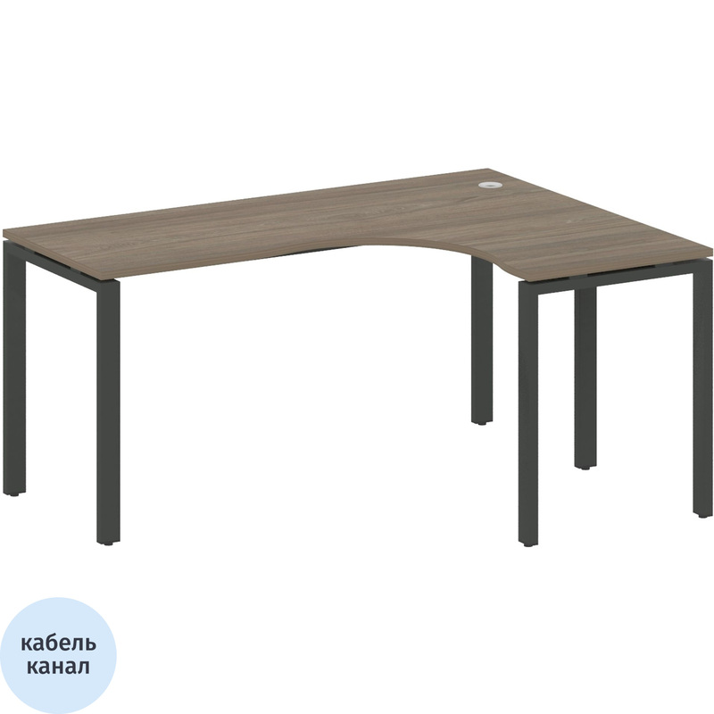 Изображение товара Стол эргономичный Metal System Style БП.СА-4 Пр правый (вяз благородный/антрацит, 1600х1200х750 мм)