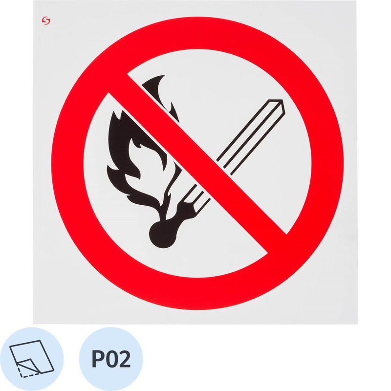 Изображение товара Знак безопасности Запрещается пользоваться открытым огнем и курить P02 200х200 мм 10 штук
