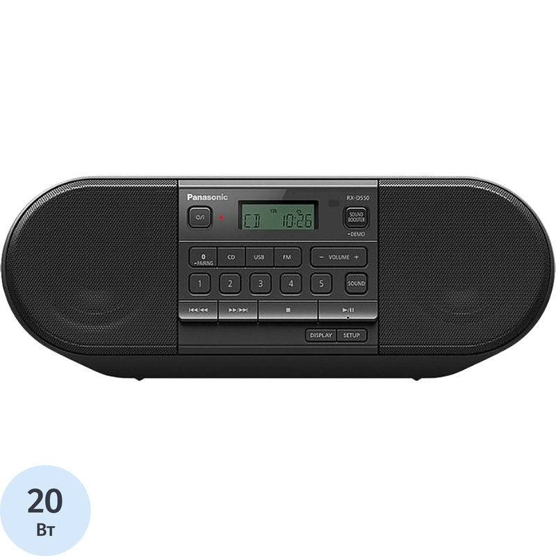 Изображение товара Магнитола Panasonic RX-D550GS-K чёрная с Bluetooth USB и FM тюнером