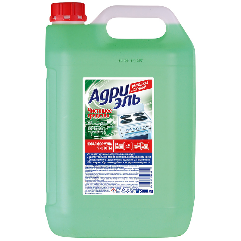 Изображение товара Адриэль чистящее средство для плит и кухонного оборудования 5 л гель щелочное для стеклокерамики