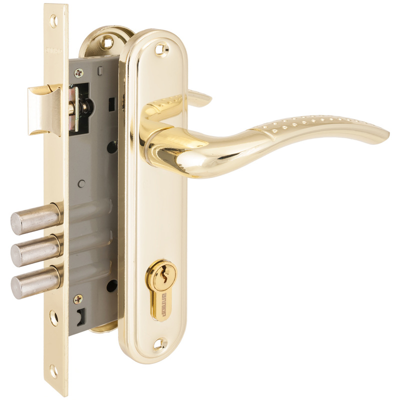 Изображение товара Врезной замок Аллюр 132/3 GP с цилиндровым механизмом алюминий латунь