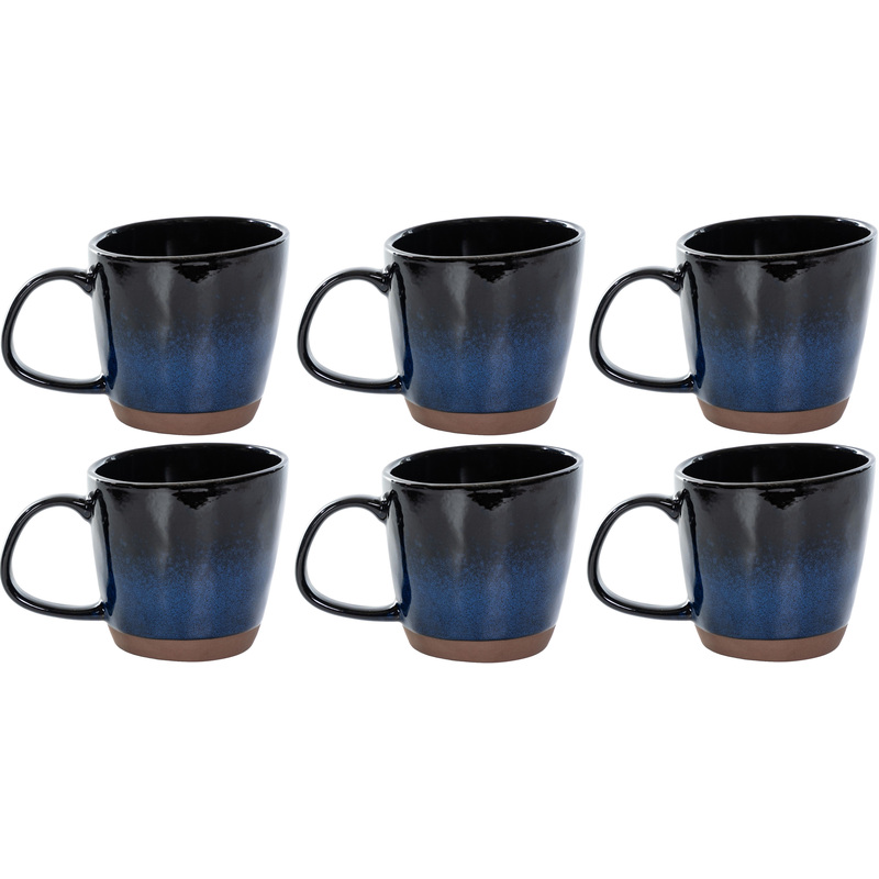 Изображение товара Набор кружек Samold Пуран 390 мл 6 предметов керамика синяя и черная