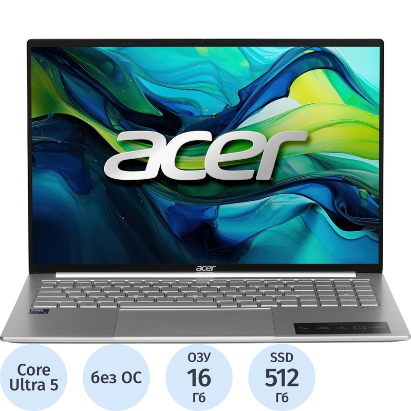 Изображение товара Ноутбук Acer Swift Lite 16 SFL16-51M-54BL 16" серебристый Intel Core Ultra 5 115U/16 ГБ/SSD 512 ГБ (NX.D3UCD.002)