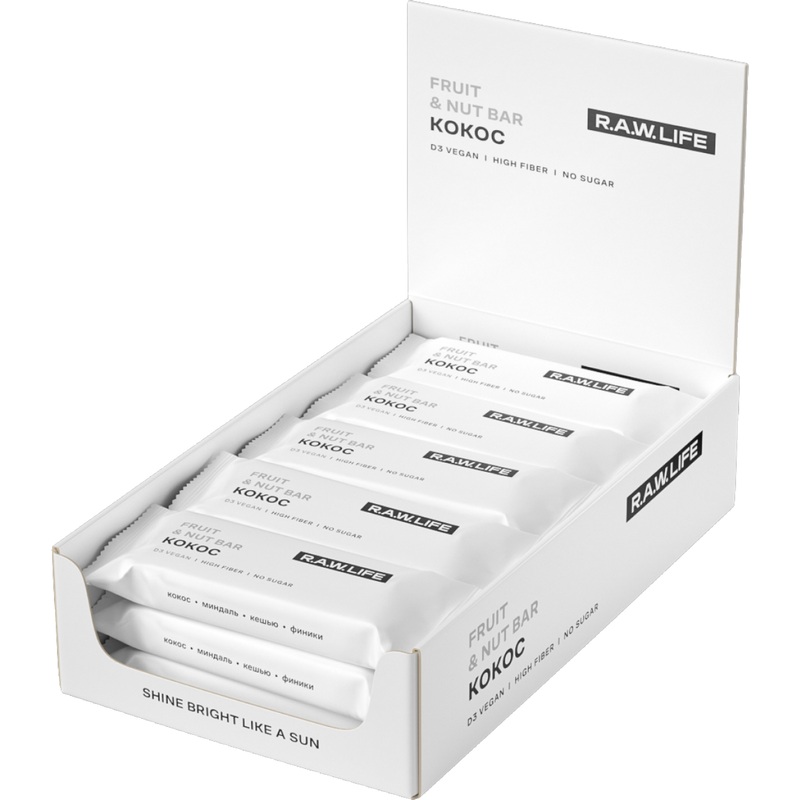 Изображение товара Батончик R.A.W.Life кокос, веганский, без сахара, 47 г