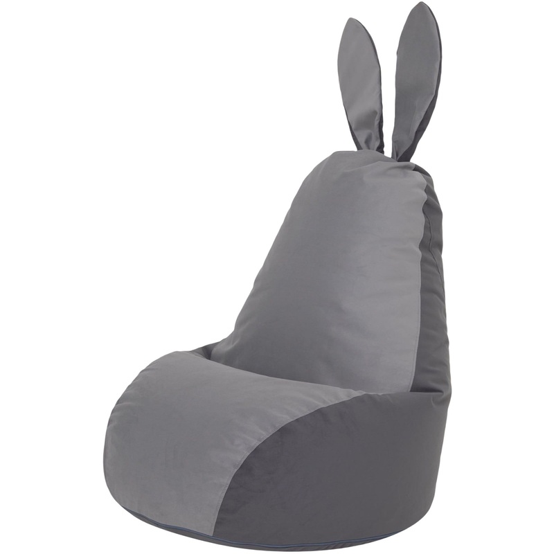 Изображение товара Кресло-мешок Зайчик серое из велюра для детей и взрослых