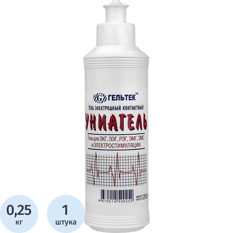 Изображение товара Гель для РЭГ, ЭКГ, ЭМГ, ЭЭГ Униагель средней вязкости бесцветный 250 г