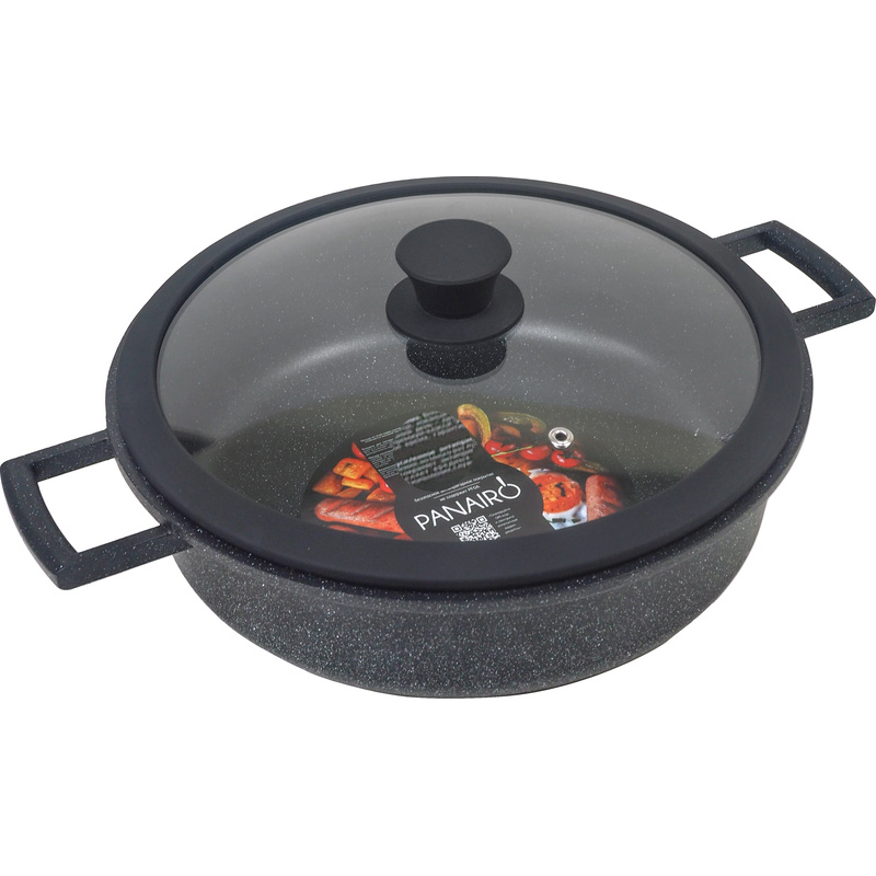 Изображение товара Жаровня Panairo Harfe Black диаметр 28 см 4 л литой алюминий (HA-SOT-28-AL-K.sil)
