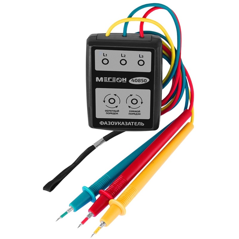 Изображение товара Фазоуказатель Мегеон 40850 тестер определения фаз трёхфазного тока