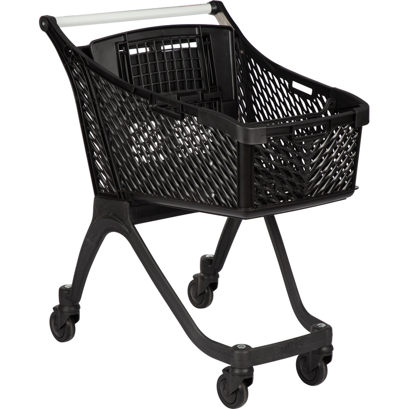 Изображение товара Тележка покупательская Комус Мебель Т100BLfull с детским сиденьем чёрная пластик