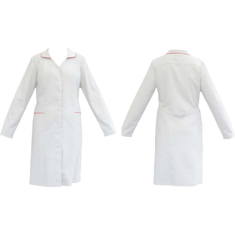 Изображение товара Женский рабочий халат белый с длинным рукавом размер 48-50