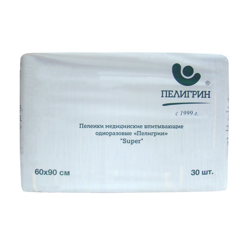 Изображение товара Пеленки одноразовые впитывающие Пелигрин Super 60x90 см 30 штук