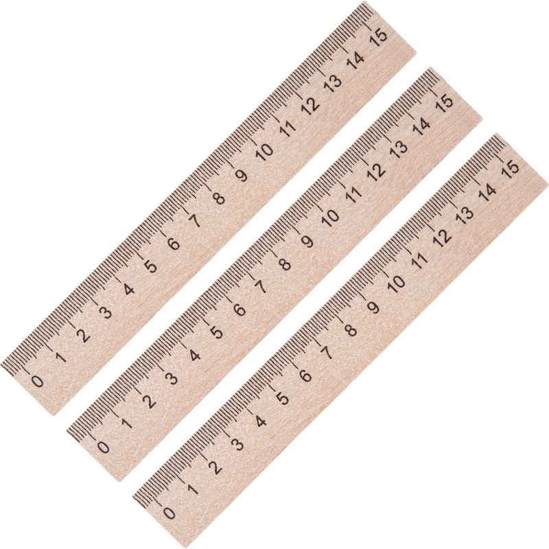 Изображение товара Линейка 1School 15 см деревянная коричневая 3 штуки в упаковке