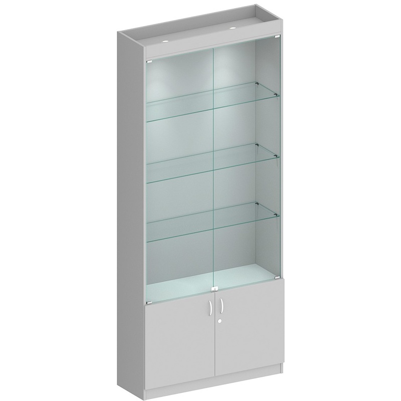 Изображение товара Витрина для товаров 300-1 серый прозрачный 900х300х2100мм со сподсветкой