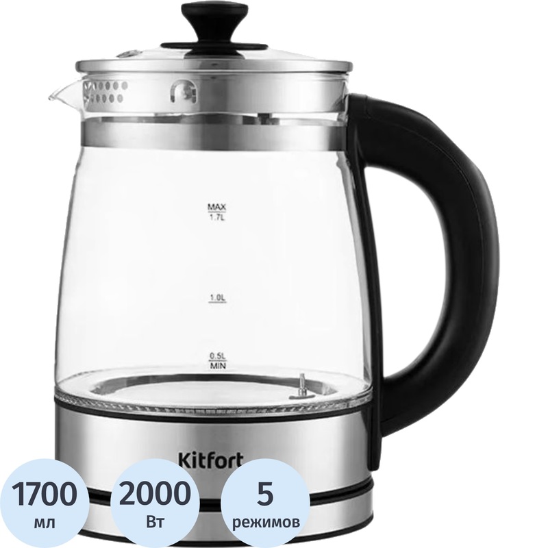 Изображение товара Чайник электрический Kitfort КТ-6119 серебристый
