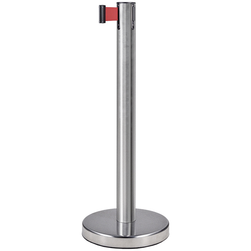 Изображение товара Стойка ограждения BSLN-226323 с вытяжной лентой 3 м хромированная красная