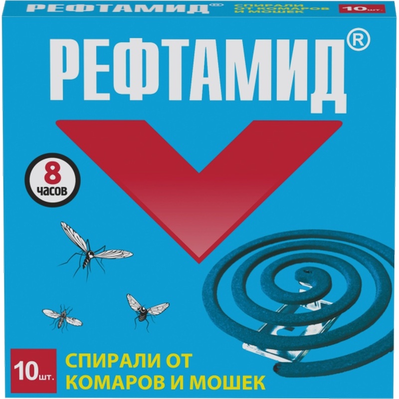 Изображение товара Спираль от комаров мошек москитов Рефтамид 10 шт