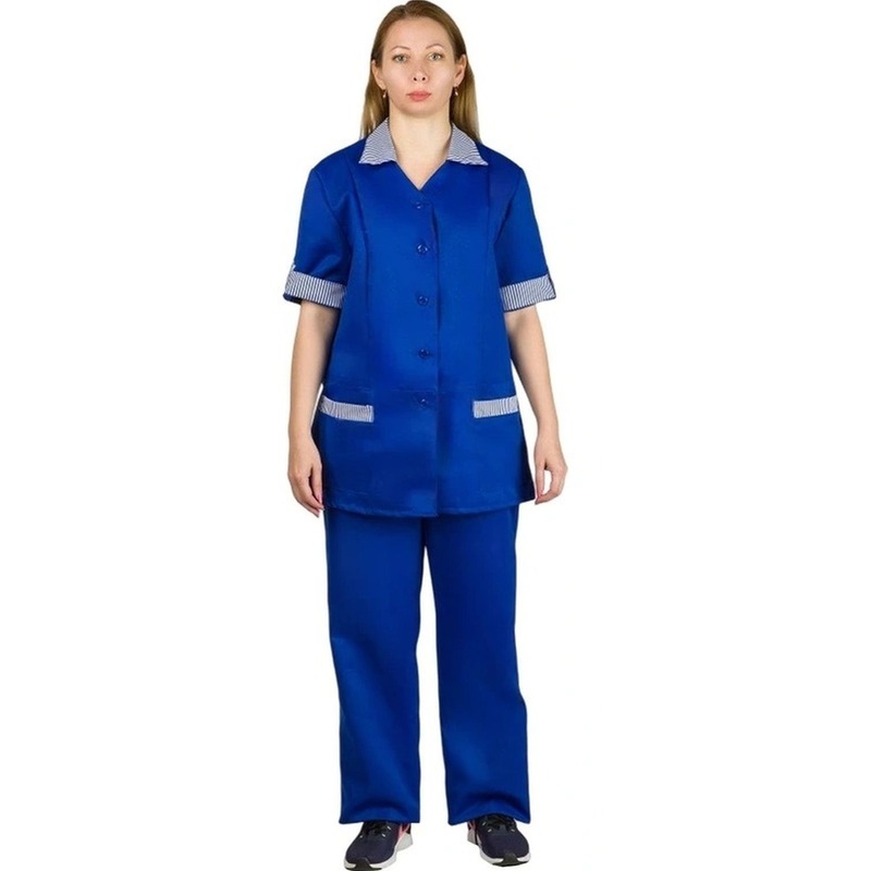 Изображение товара Костюм для горничных и уборщиц у07-КБР васильковый размер 48-50