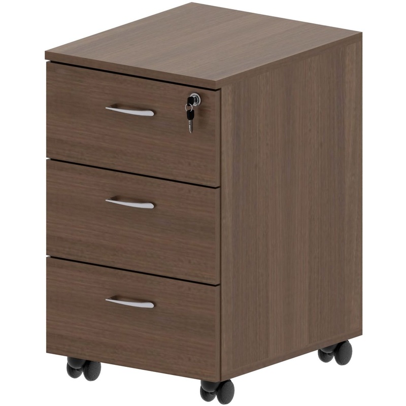 Изображение товара Тумба подкатная Милан с центральным замком (орех, 432x511х639 мм, 3 ящика)