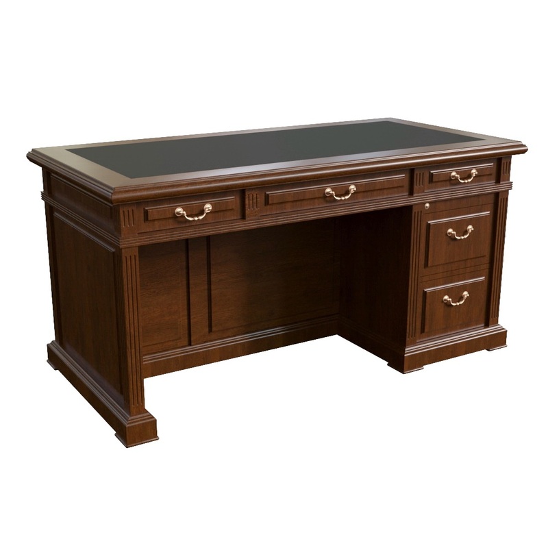 Изображение товара Стол руководителя Washington 29100 с тумбой орех тёмный 1600х800х800 мм