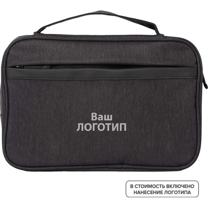 Изображение товара Несессер District из полиэстера серого цвета с логотипом или надписью