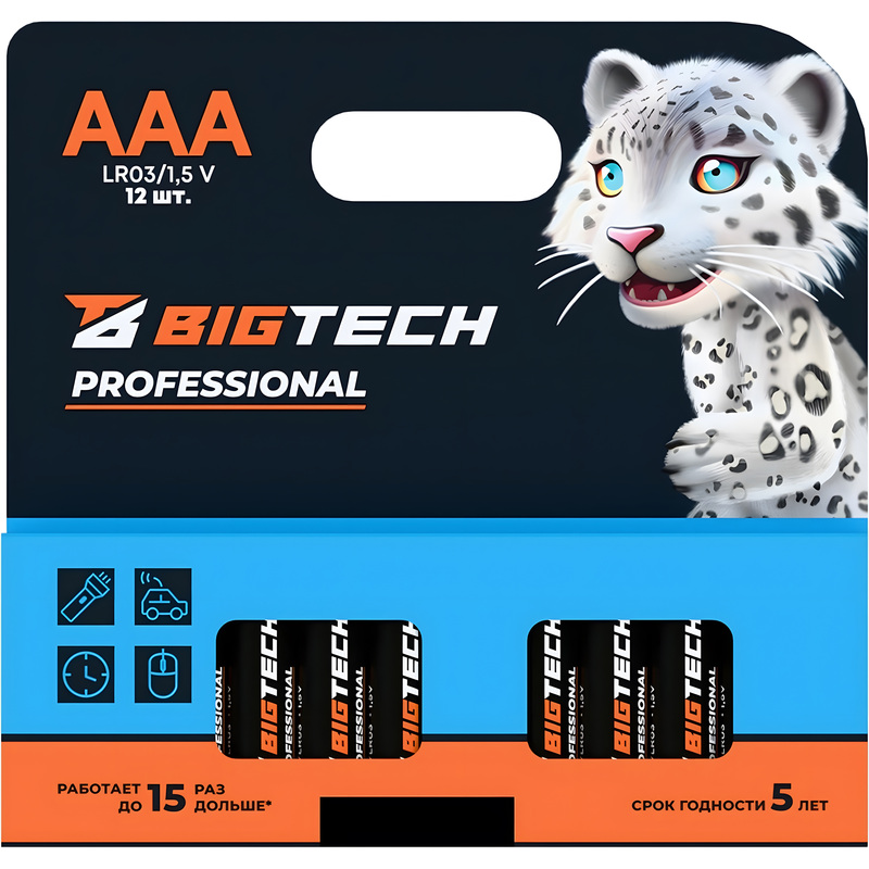 Изображение товара Батарейки AAA мизинчиковые BigTech Professional 12 шт в упаковке