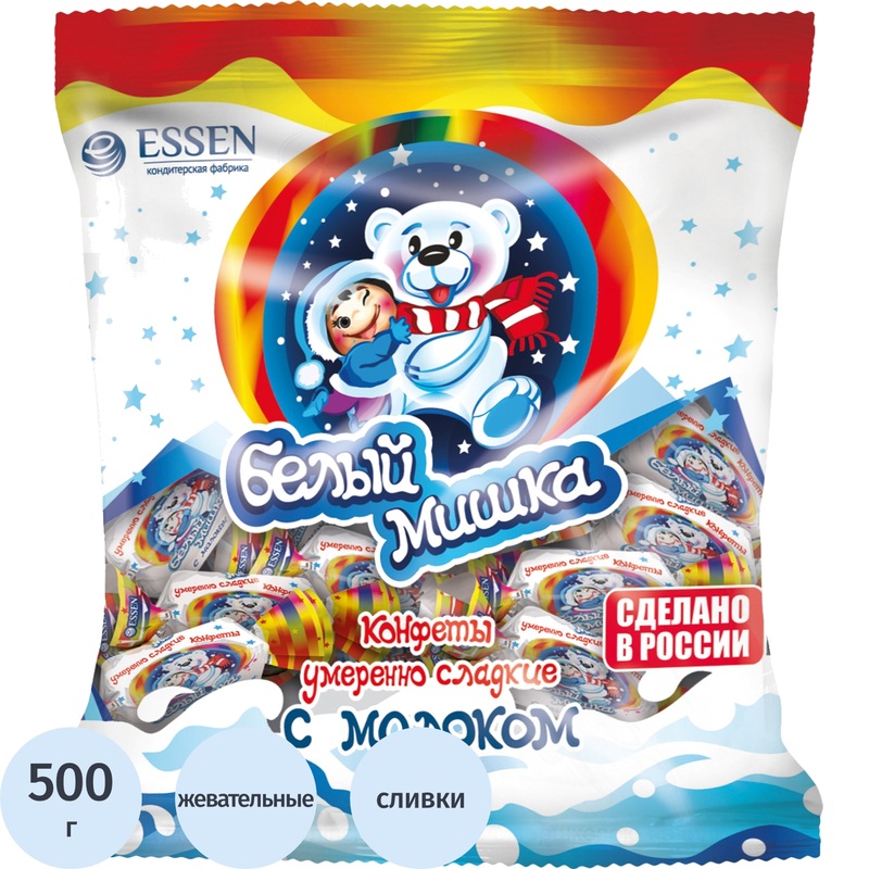 Изображение товара Конфеты жевательные Essen Белый Мишка 500 г