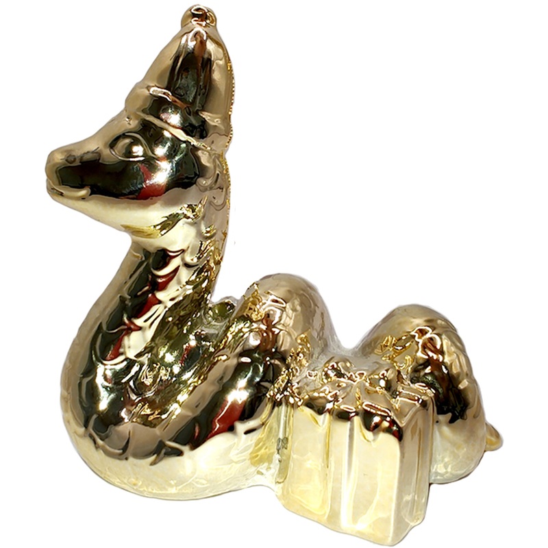 Изображение товара Фарфоровое новогоднее украшение змея в золотистой глазури Magic Time 9x5.8x8.8 см