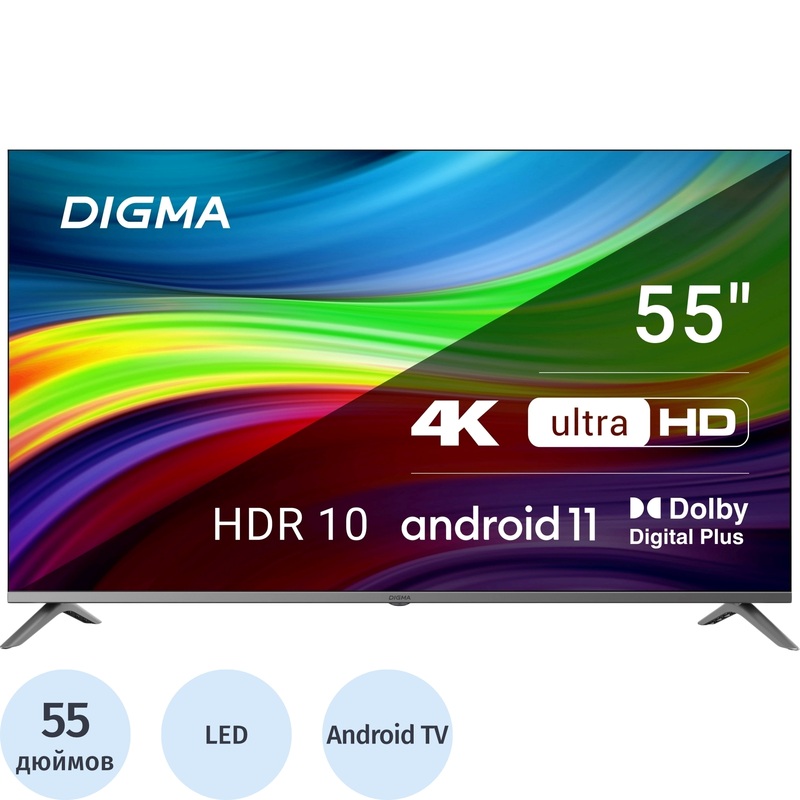 Изображение товара Телевизор 55 Digma DM-LED55UBB41 Ultra HD 4K Smart Android Wi-Fi Bluetooth