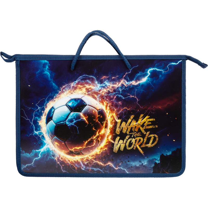 Изображение товара Папка для тетрадей А4 с молнией и ручками Оникс Огненный мяч синий