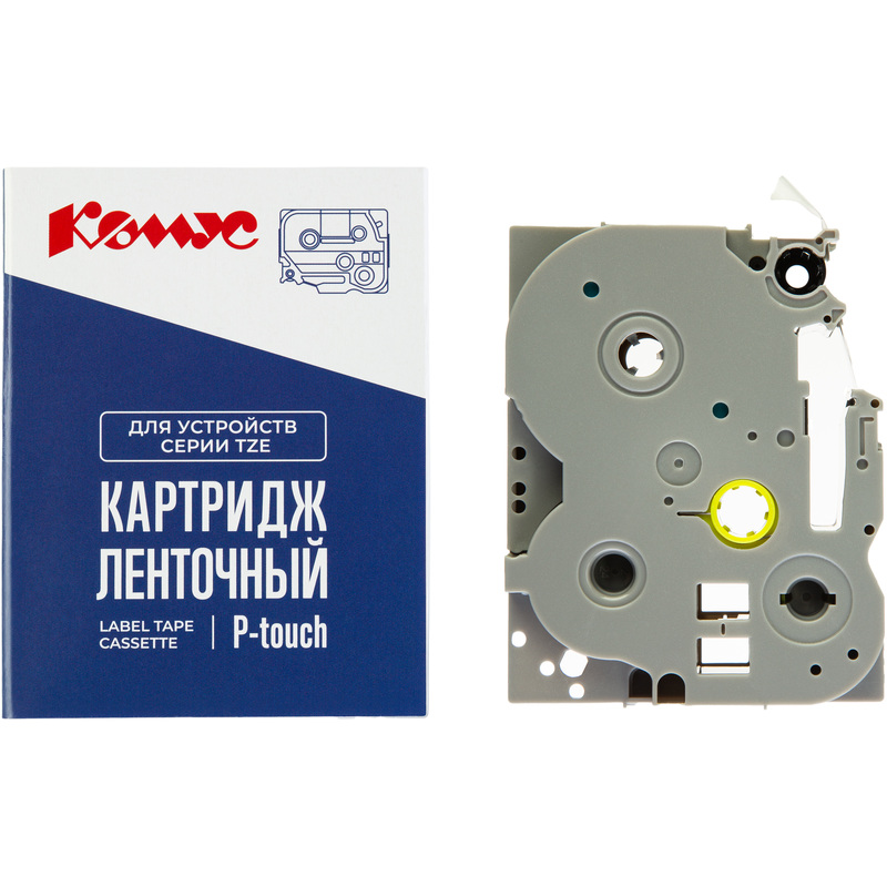 Изображение товара Картридж Комус TZE-611 для принтера этикеток Brother 6 мм 8 м желтый черный текст