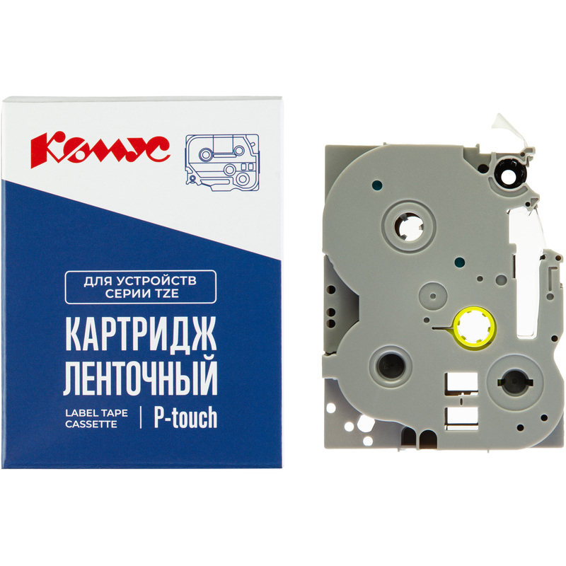 Изображение товара Картридж Комус TZE-555 для принтера этикеток Brother 24 мм х 8 м синий белый шрифт
