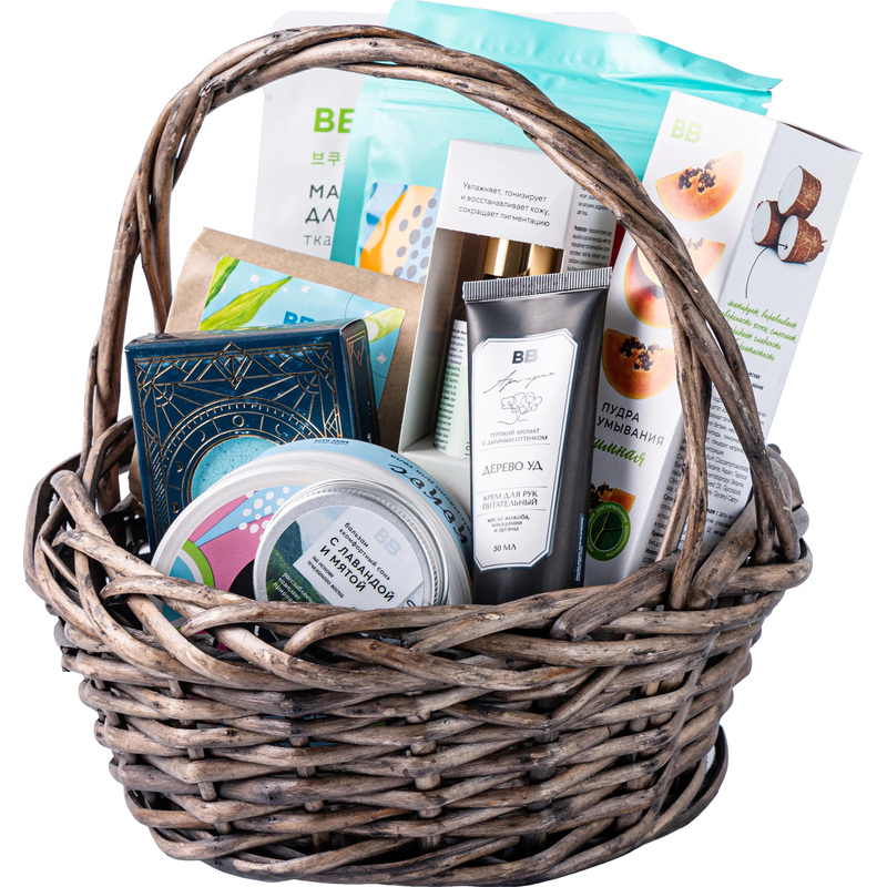 Изображение товара Подарочный набор для ухода в плетёной корзине 8 предметов Россия