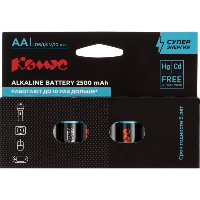 Изображение товара Батарейка АА пальчиковая Комус ProMega 10 штук