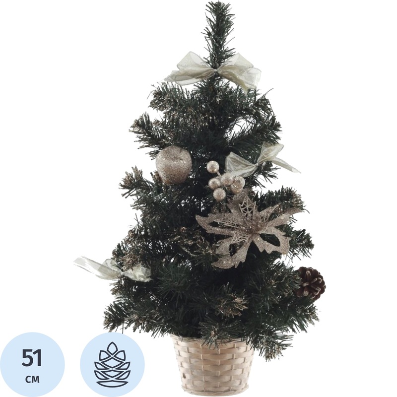 Изображение товара Искусственная новогодняя настольная ёлка 51 см с украшениями и подставкой