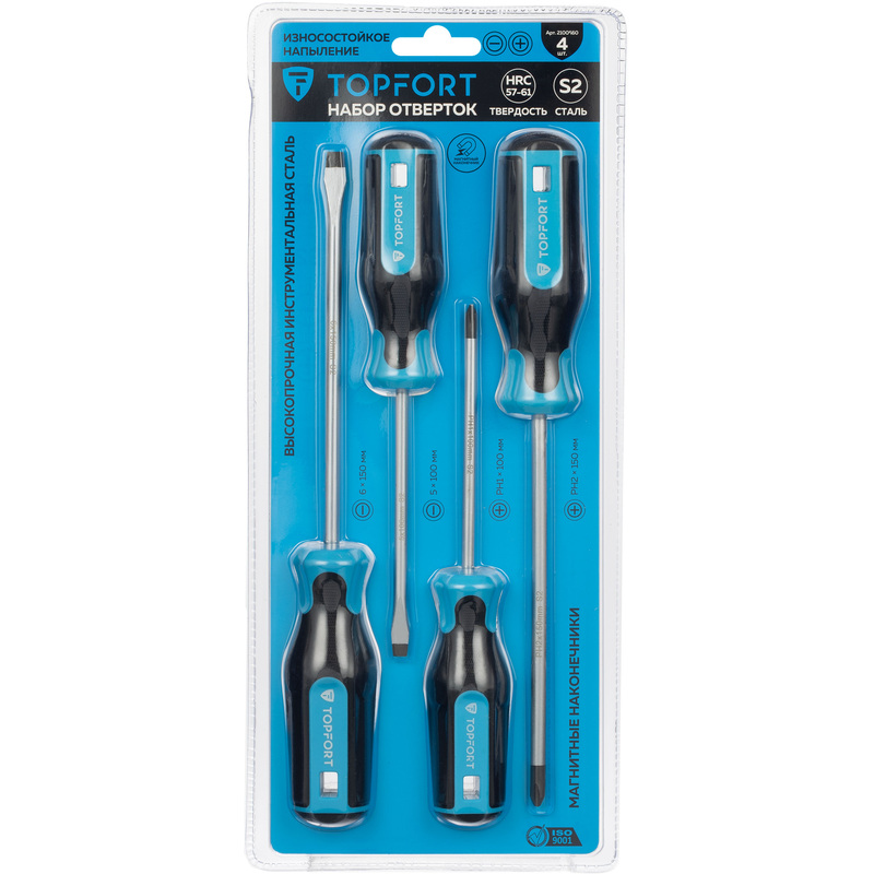 Изображение товара Набор отвёрток TOPFORT (4 штуки в упаковке, 580104)