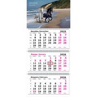 Календарь настенный 3-х блочный 2026 Лошади 30.5x67.5 см